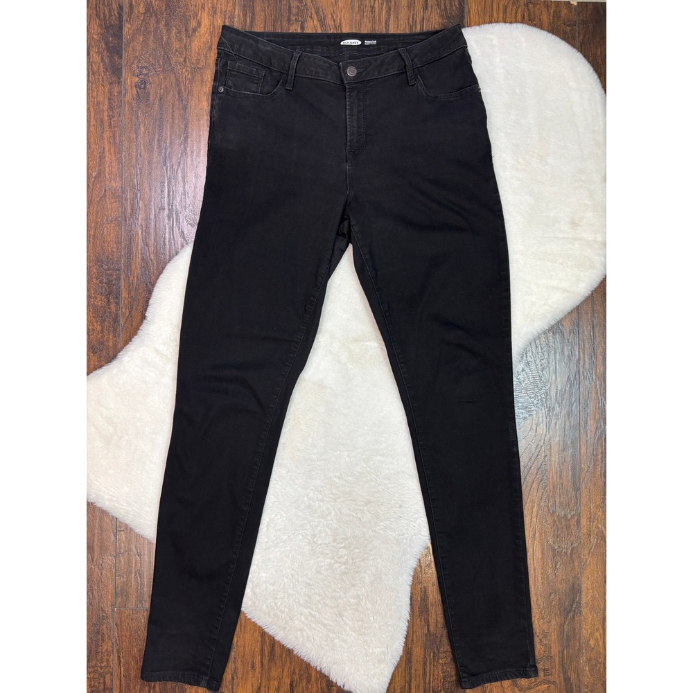 Old Navy Rockstar Super Skinny Jeans 12 Tall Black Mid-Rise Stretch Denim Women
